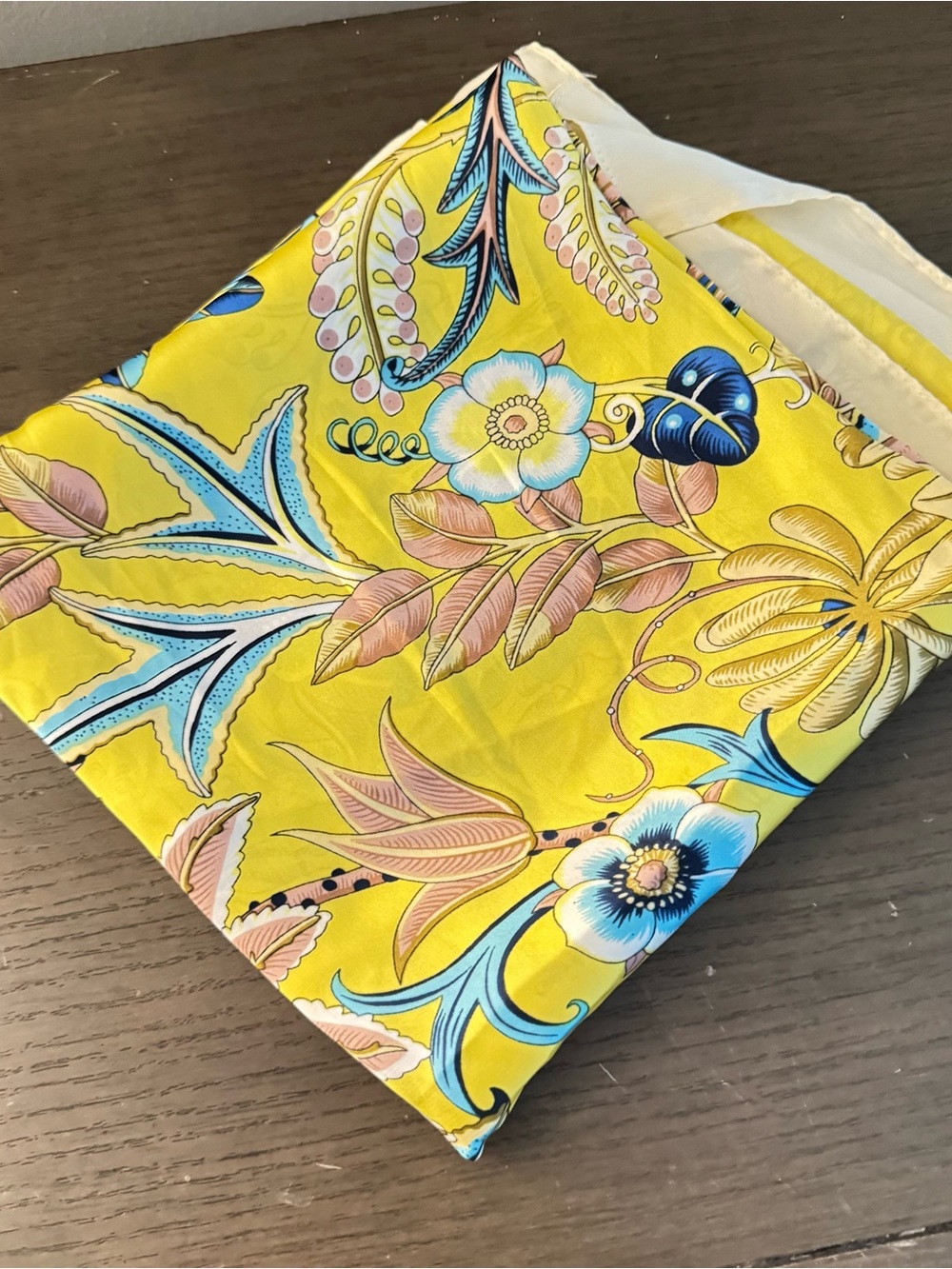 Jessica McClintock Yellow Floral Large Satin Scarf Coastal Grandma Country Club